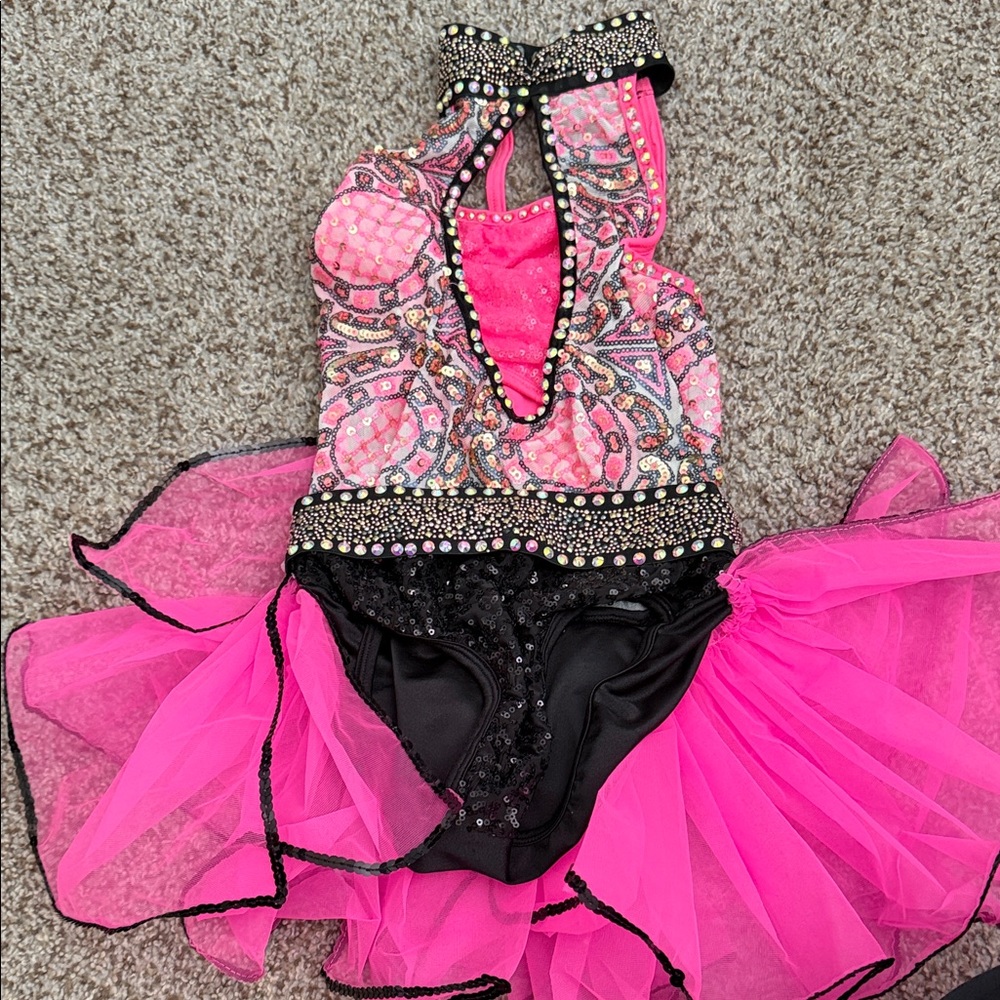 Glamour Pink and Black Dance Costume